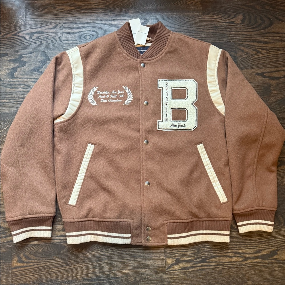 *NEW* Abercrombie & Fitch Varsity Leathermen Bomber Jacket S (UNWORN)